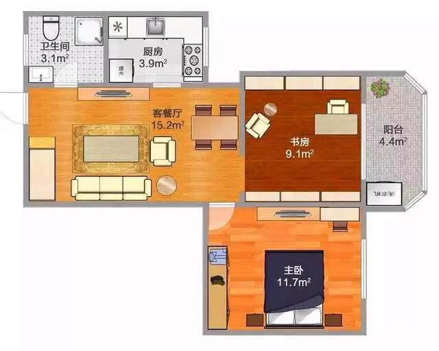 套内54平的二居室，美式混搭的房子也适合小户型！
