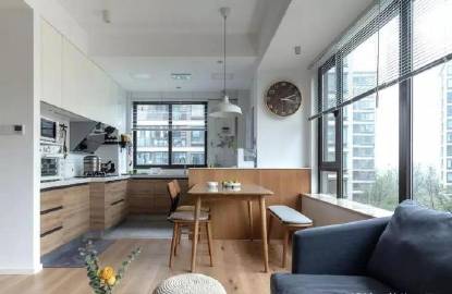 89平现代木色三室，小空间的双卫设计值得参考#家居装修#