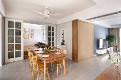 100㎡北欧风格家居装修设计，原木色与白色搭配很清新